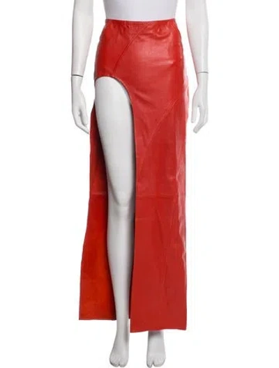Pre-owned Retroféte Leather Long Skirt In Orange