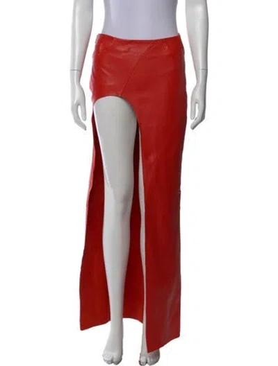 Pre-owned Retroféte Leather Long Skirt W/ Tags In Orange