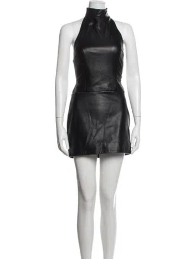 Pre-owned Retroféte Leather Mini Dress In Black