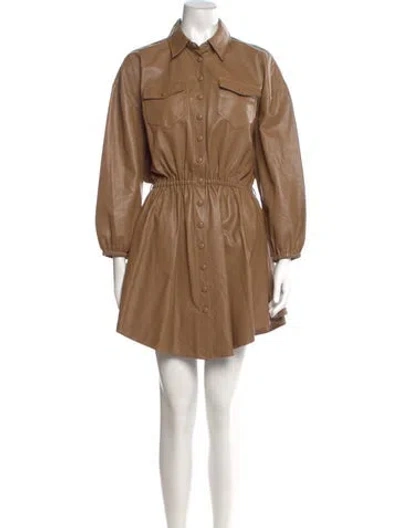 Pre-owned Retroféte Leather Mini Dress In Brown