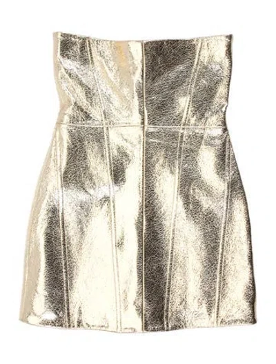 Pre-owned Retroféte Leather Mini Dress In Gold