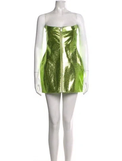 Pre-owned Retroféte Leather Mini Dress In Green