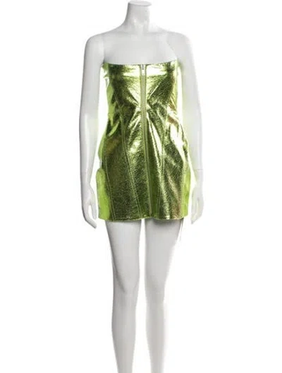 Pre-owned Retroféte Leather Mini Dress In Green