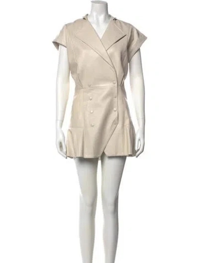 Pre-owned Retroféte Leather Mini Dress In Neutral
