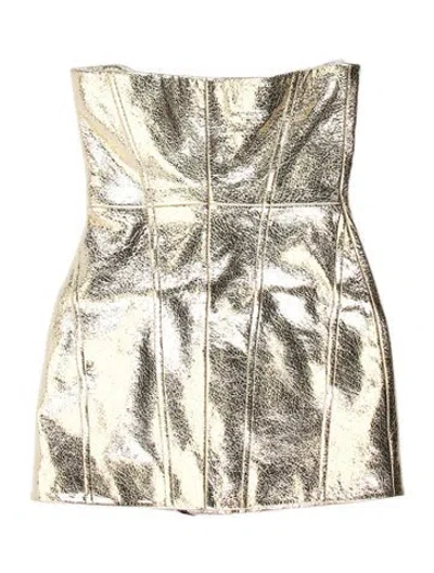 Pre-owned Retroféte Leather Mini Dress In Neutrals