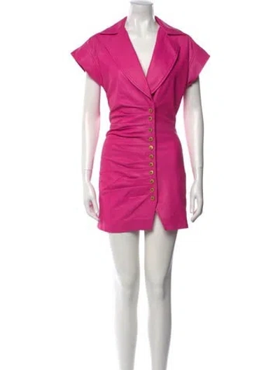 Pre-owned Retroféte Leather Mini Dress In Pink