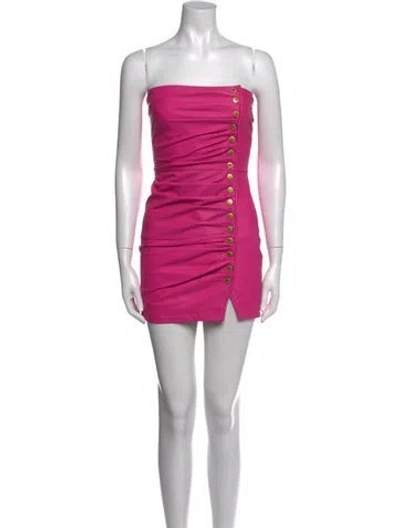 Pre-owned Retroféte Leather Mini Dress In Pink