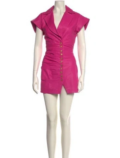 Pre-owned Retroféte Leather Mini Dress In Pink