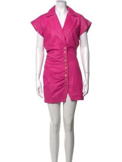 Pre-owned Retroféte Leather Mini Dress In Pink