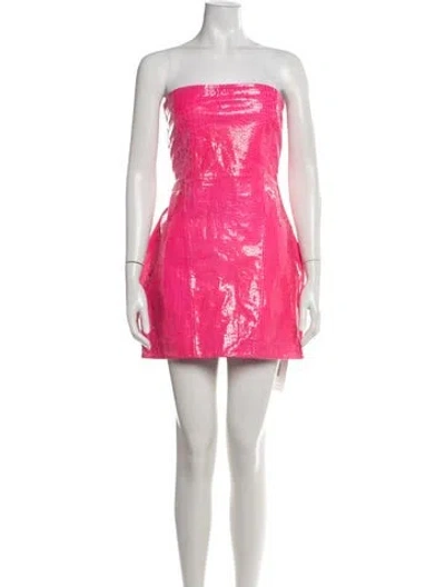 Pre-owned Retroféte Leather Mini Dress In Pink