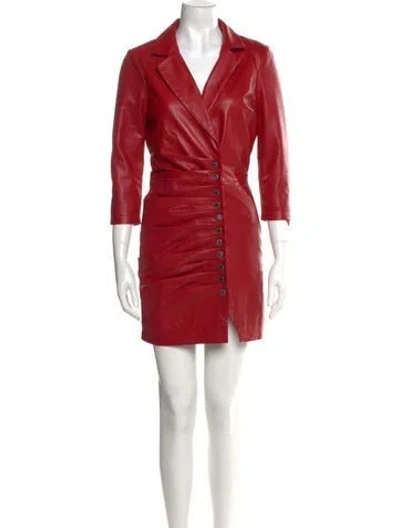 Pre-owned Retroféte Leather Mini Dress W/ Tags In Red