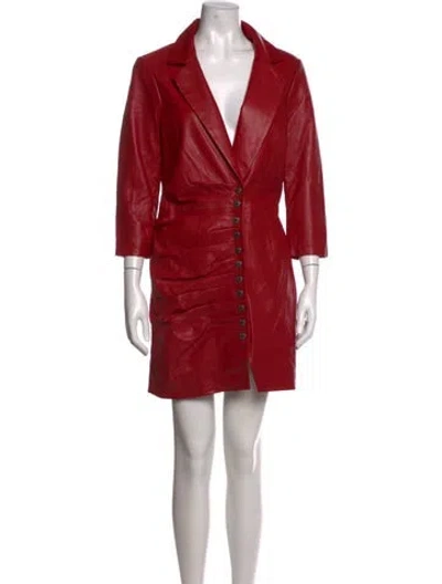 Pre-owned Retroféte Leather Mini Dress W/ Tags In Red
