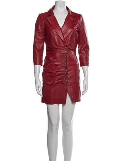 Pre-owned Retroféte Leather Mini Dress W/ Tags In Red
