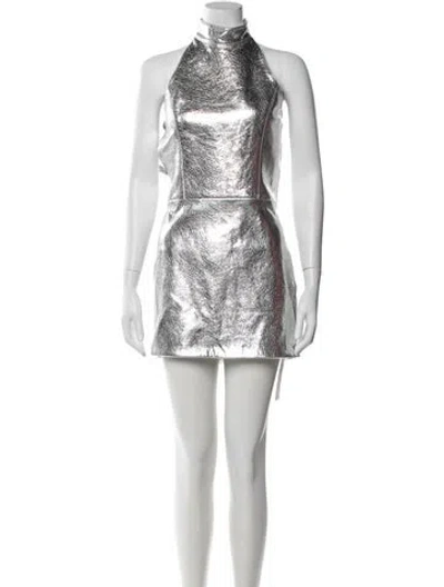 Pre-owned Retroféte Leather Mini Dress In White