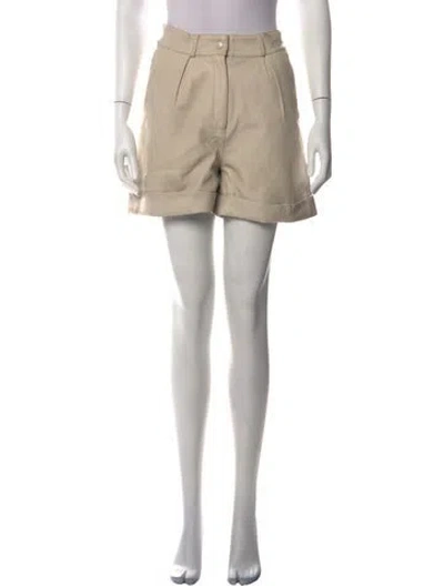 Pre-owned Retroféte Leather Mini Shorts In Neutrals