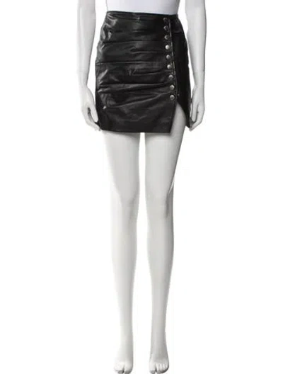 Pre-owned Retroféte Leather Mini Skirt In Black