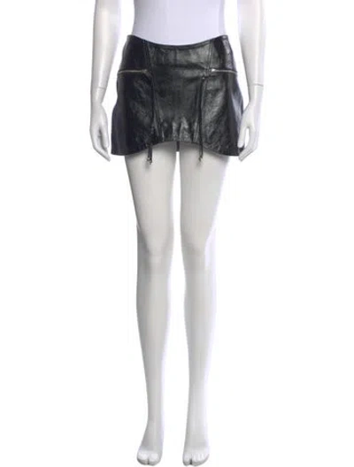 Pre-owned Retroféte Leather Mini Skirt In Black