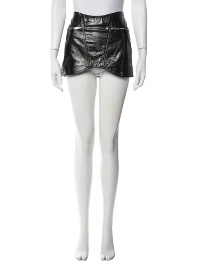 Pre-owned Retroféte Leather Mini Skirt In Black