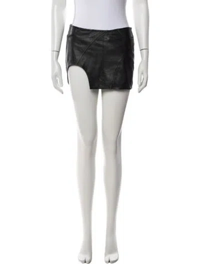 Pre-owned Retroféte Leather Mini Skirt In Black