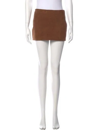Pre-owned Retroféte Leather Mini Skirt In Brown