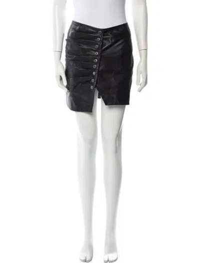 Pre-owned Retroféte Leather Mini Skirt In Gray