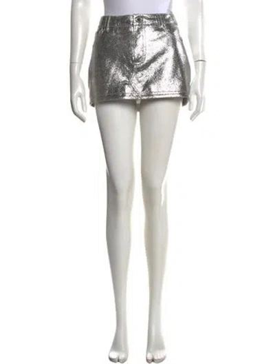 Pre-owned Retroféte Leather Mini Skirt In Metallic/silver