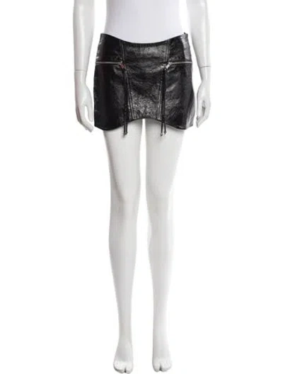 Pre-owned Retroféte Leather Mini Skirt W/ Tags In Black