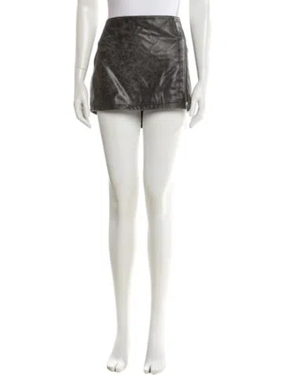 Pre-owned Retroféte Leather Mini Skirt W/ Tags In Blue