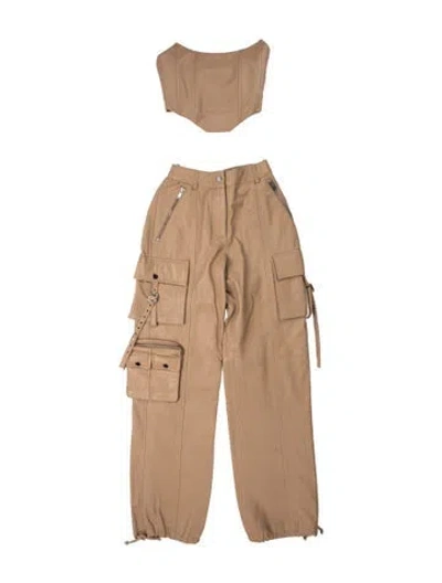 Pre-owned Retroféte Leather Pant Set In Neutral