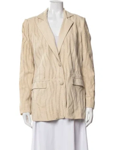 Pre-owned Retroféte Leather Patterned Blazer In Neutrals