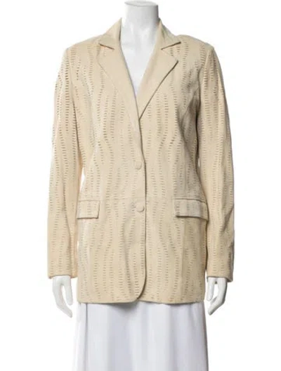 Pre-owned Retroféte Leather Patterned Blazer In Neutrals