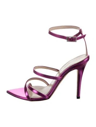Pre-owned Retroféte Leather Sandals In Metallic/pink