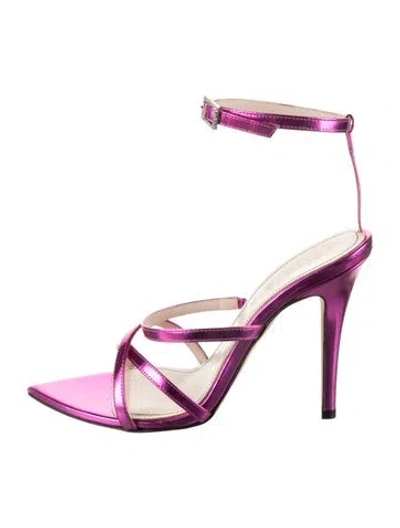 Pre-owned Retroféte Leather Sandals In Metallic/pink
