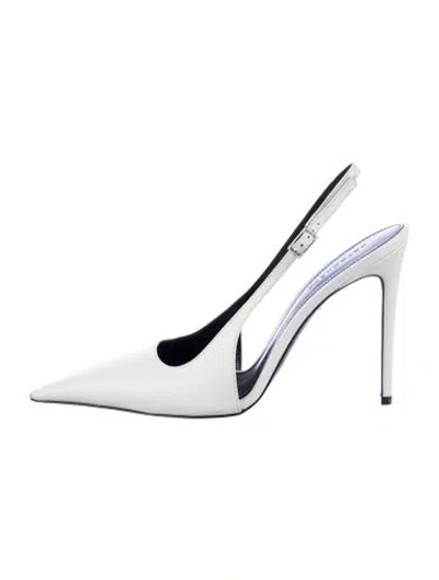 Pre-owned Retroféte Leather Slingback Pumps In White