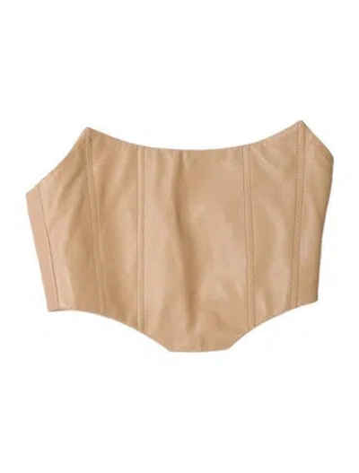 Pre-owned Retroféte Leather Strapless Crop Top W/ Tags In Neutral