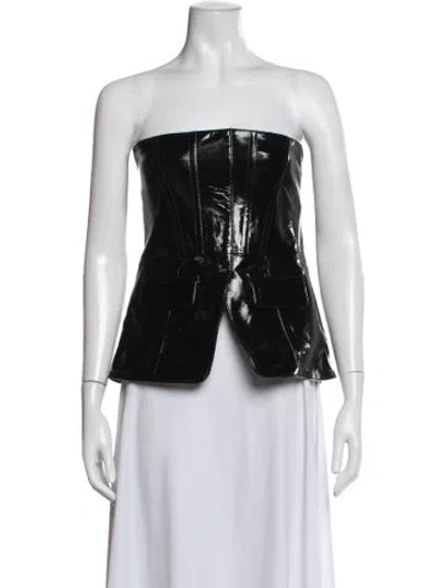 Pre-owned Retroféte Leather Strapless Top In Black