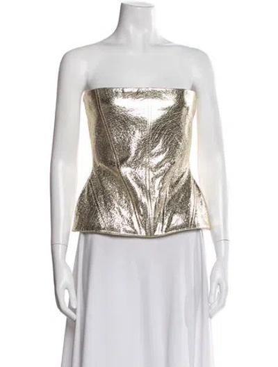 Pre-owned Retroféte Leather Strapless Top In Neutral