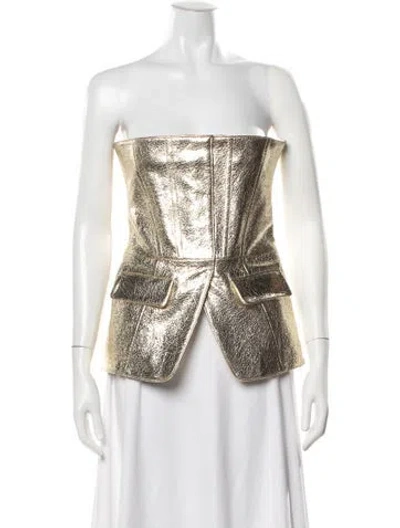 Pre-owned Retroféte Leather Strapless Top W/ Tags