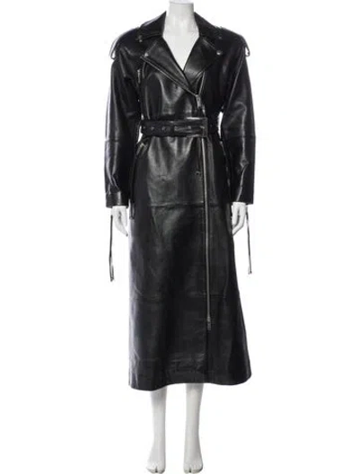 Pre-owned Retroféte Leather Trench Coat In Gray
