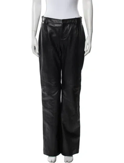 Pre-owned Retroféte Leather Wide Leg Pants In Black