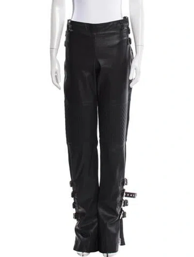 Pre-owned Retroféte Leather Wide Leg Pants In Gray