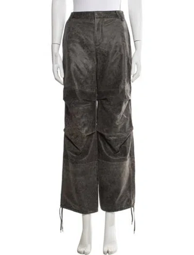 Pre-owned Retroféte Leather Wide Leg Pants W/ Tags In Gray