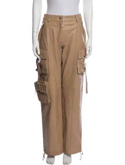 Pre-owned Retroféte Leather Wide Leg Pants W/ Tags In Neutral