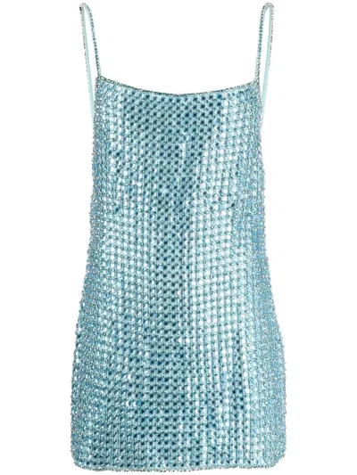 Retroféte Leona Crystal-embellished Dress In Blue