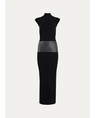 Retroféte Leontine Embellished Mock-neck Midi Dress In Black