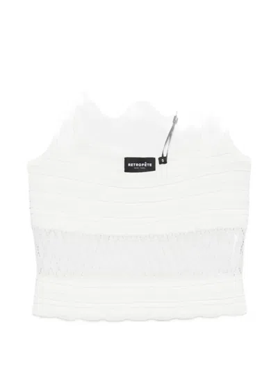 Retroféte Lesli Pointelle-knit Top In White