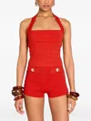 Retroféte Leslie Halterneck Ribbed Top In Red