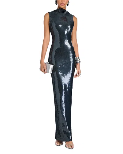 Retroféte Liela Draped Sequin Gown In Blue
