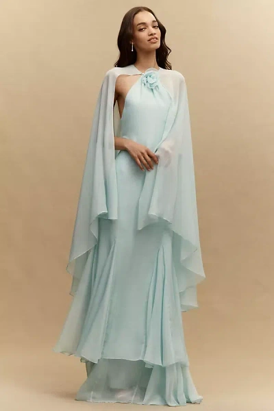 Retroféte Lireal Chiffon Cape Maxi Dress In Blue