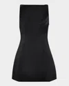 Retroféte Livie High-neck Satin Mini Dress In Black